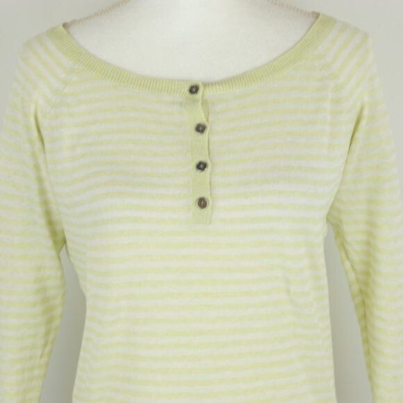 Columbia Women's Small Green White Linen Blend Lightweight 3/4 Sleeve Sweater - Picture 2 of 7